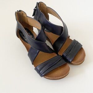 Miz Mooz - Leather Cross Strap Wedge - Monarch
